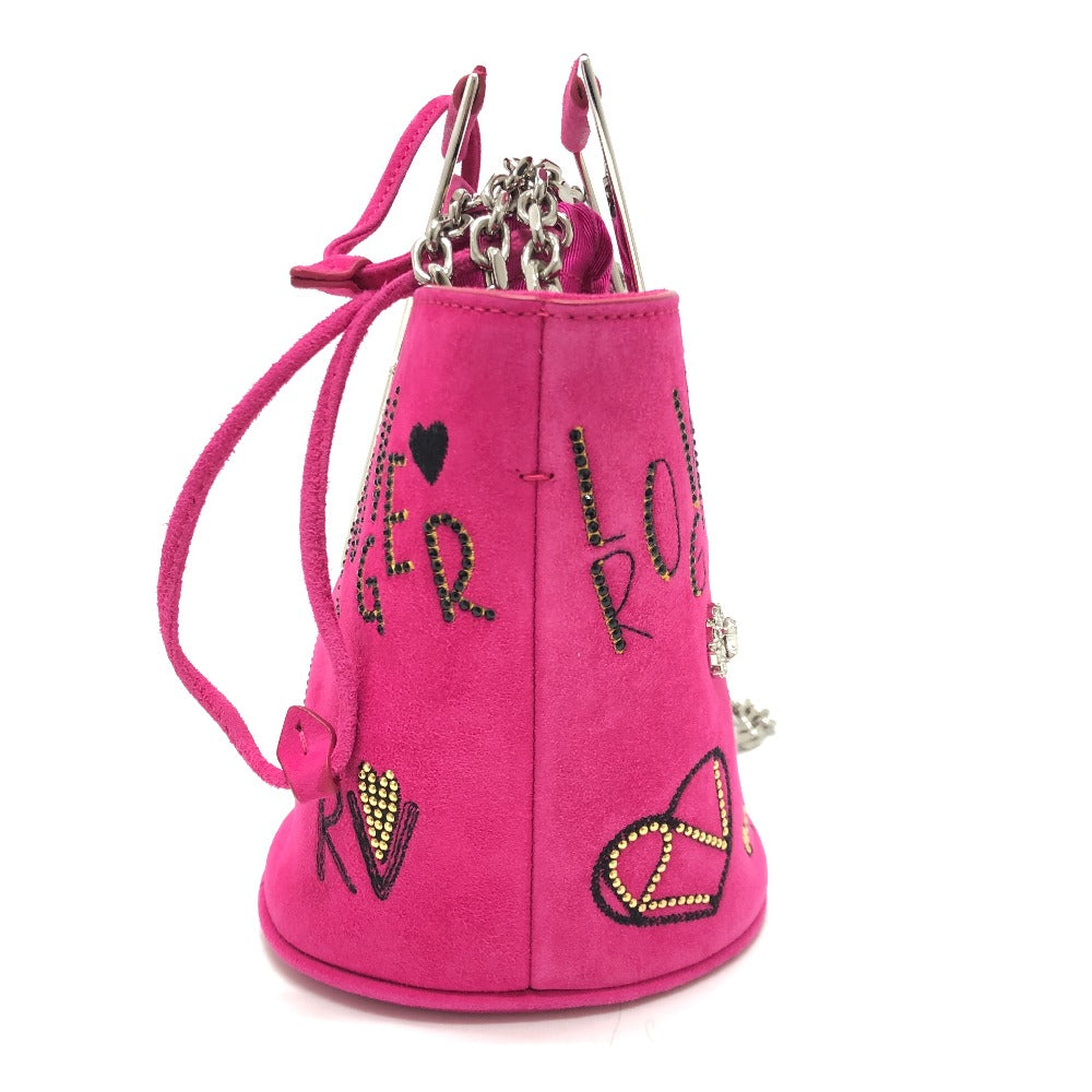 ROGER VIVIER ファニーラブ 2WAY カバン チェーン ショルダーバッグ ハンドバッグ スエード レディース ピンク