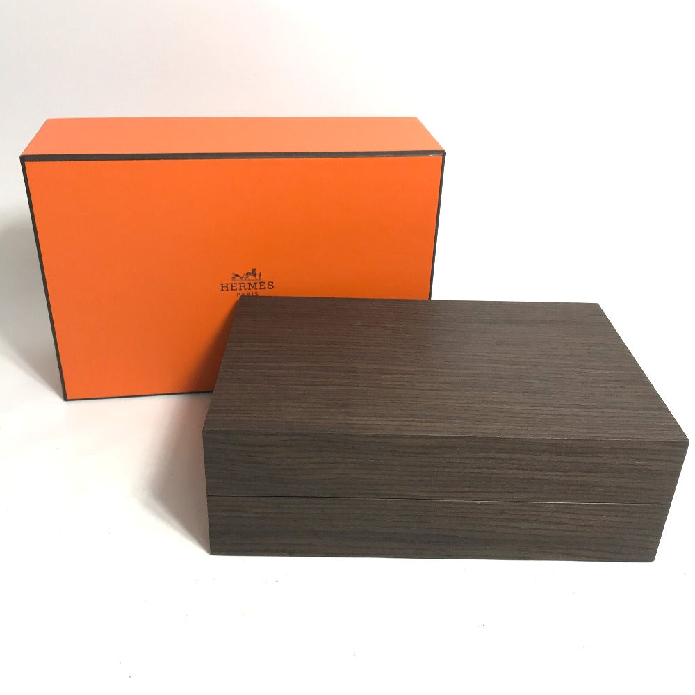HERMES 2-piece pair watch case, watch case, accessory case, men's, brown wood