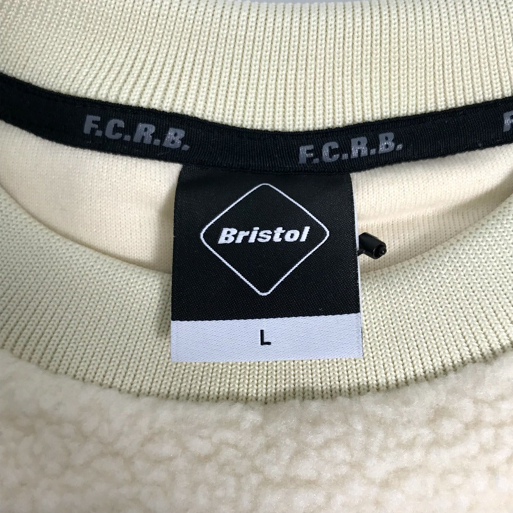 Bristol FCRB-222045 FCReal Bristol Boa Fleece Big Logo Crewneck Top, Men's, Off-White, Polyester