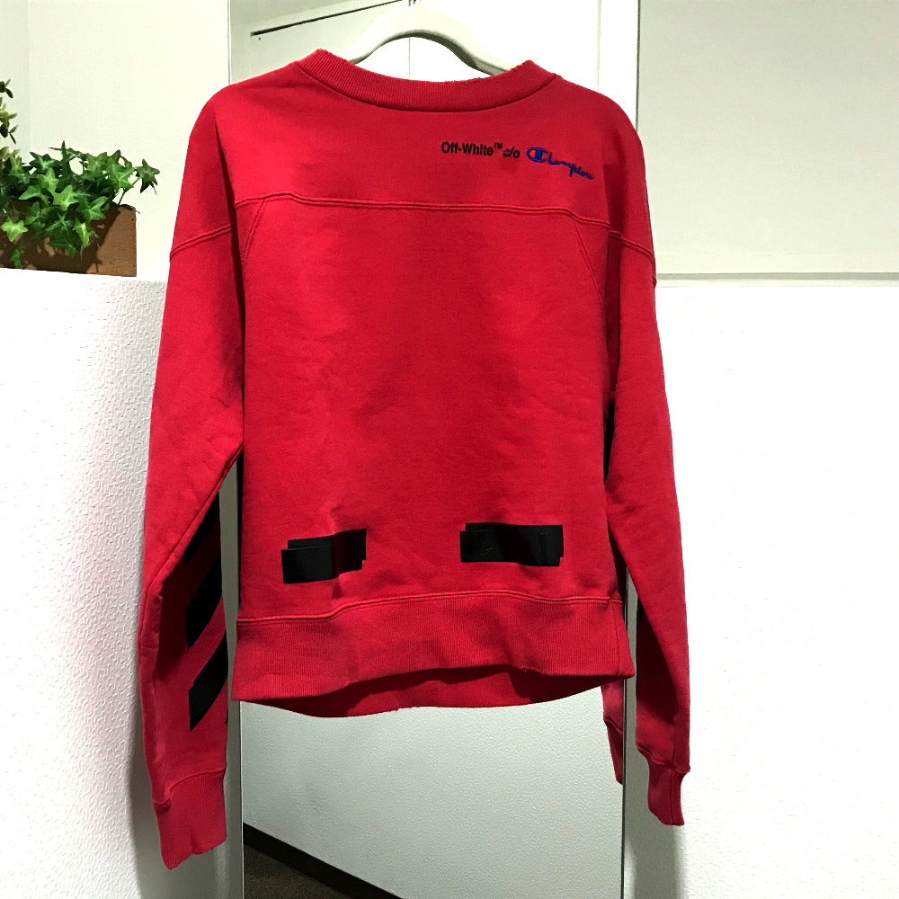 OFF-WHITE OMBA021S188750502010 トレーナー 2018SS チャンピオン コラボ クルーネック アパレル スウェットシャツ スウェット コットン メンズ レッド レッド×ブラック
