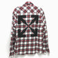OFF-WHITE Men's Red Long Sleeve Spray Check Button-Down Cotton Shirt