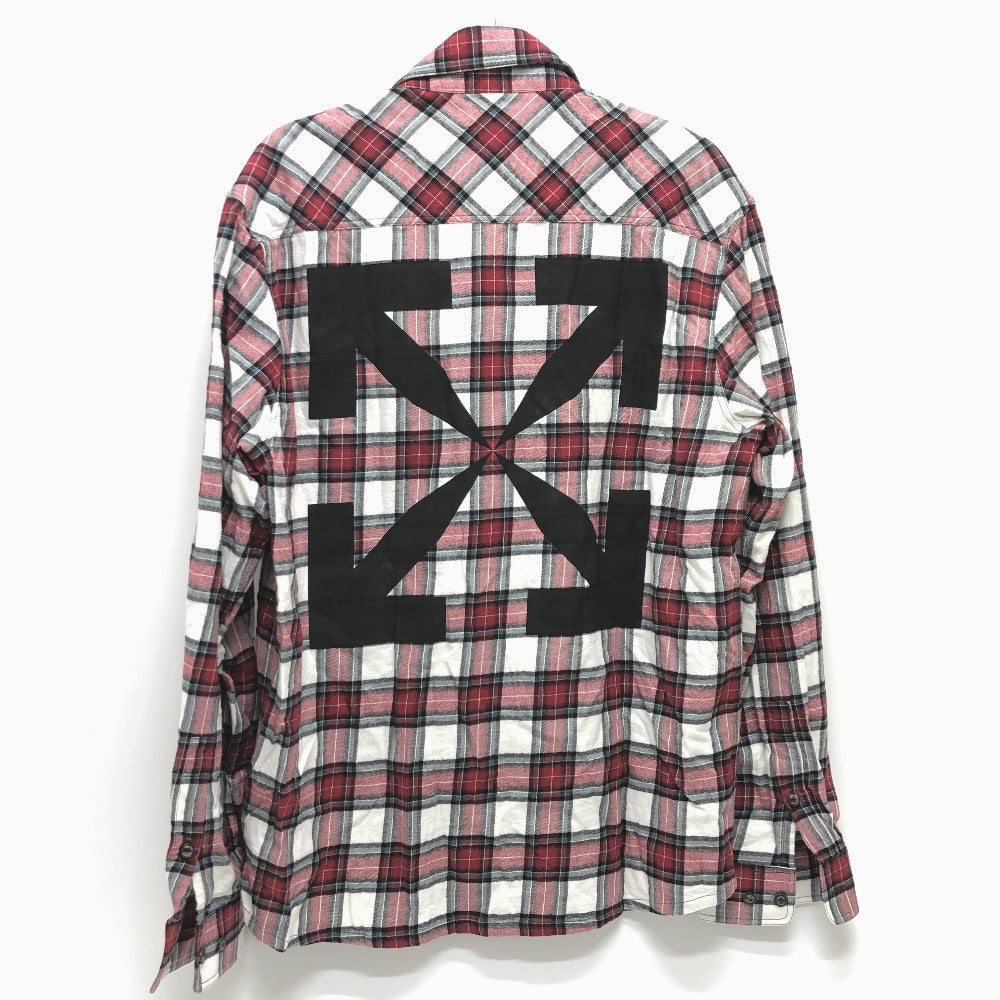 OFF-WHITE Men's Red Long Sleeve Spray Check Button-Down Cotton Shirt
