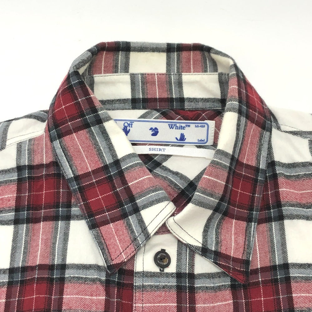 OFF-WHITE Men's Red Long Sleeve Spray Check Button-Down Cotton Shirt