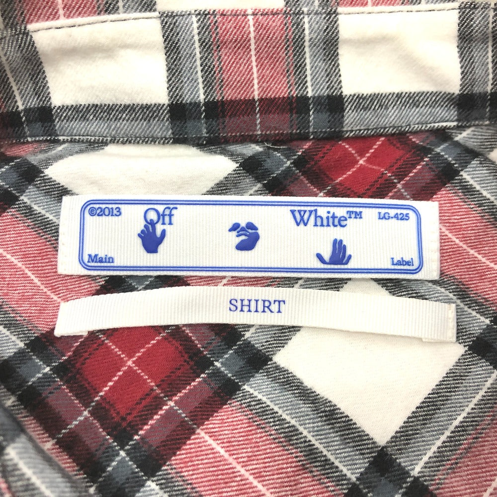 OFF-WHITE Men's Red Long Sleeve Spray Check Button-Down Cotton Shirt
