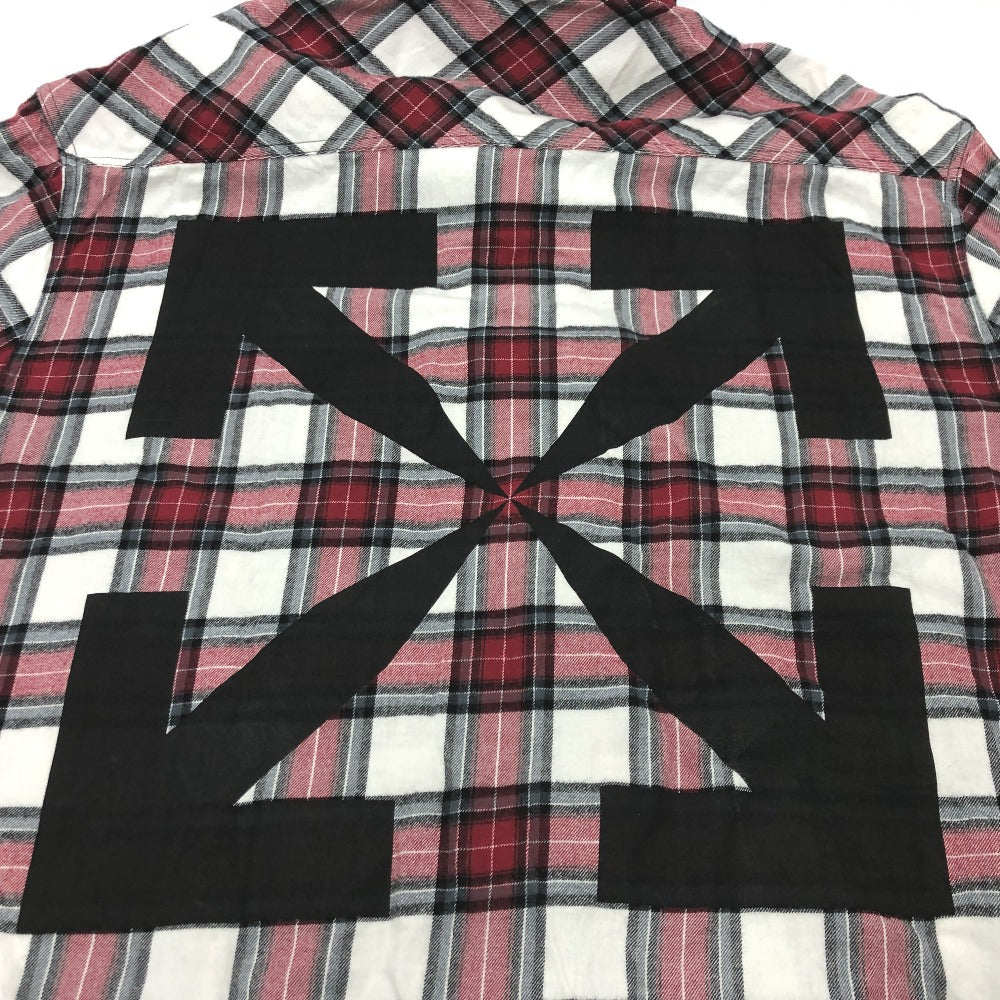 OFF-WHITE Men's Red Long Sleeve Spray Check Button-Down Cotton Shirt