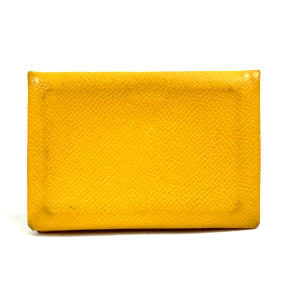 HERMES Calvi Business Card Case Leather Accessory Pass Case Card Case Epson Women's Yellow