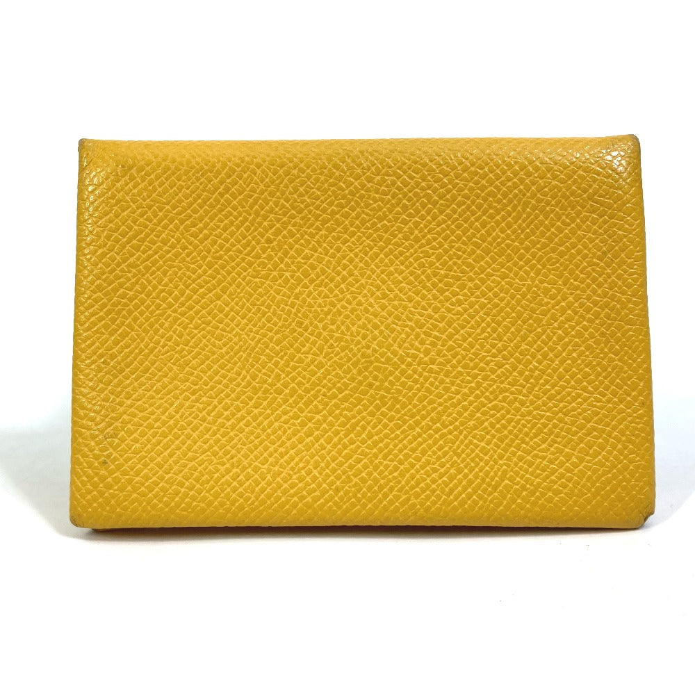 HERMES Calvi Business Card Case Leather Accessory Pass Case Card Case Epson Women's Yellow