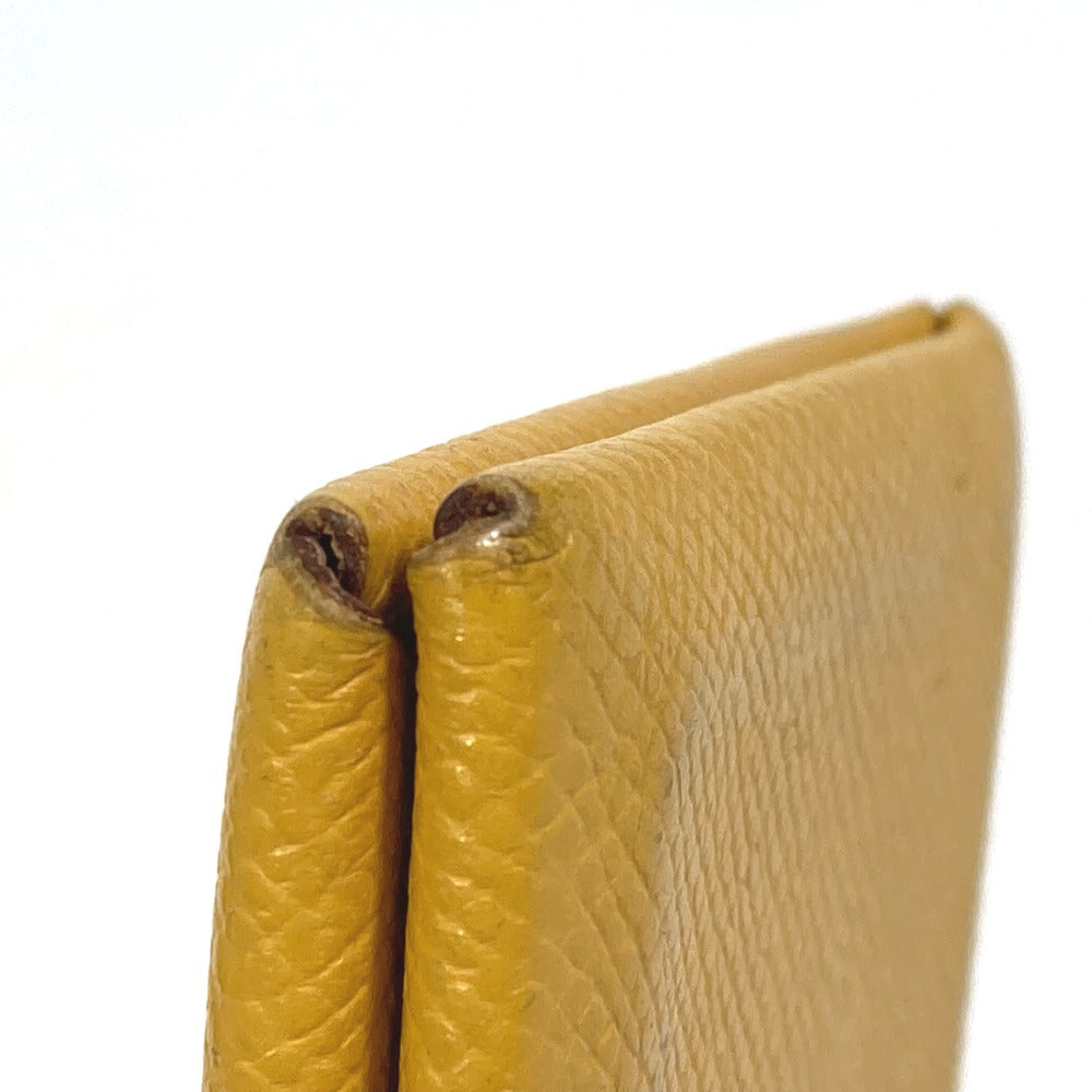 HERMES Calvi Business Card Case Leather Accessory Pass Case Card Case Epson Women's Yellow