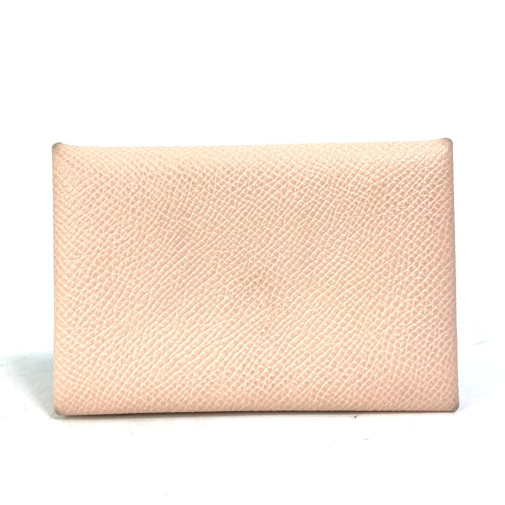 Hermes Bicolor Calvi Verso Business Card Holder, Bifold Pass Case, Card Case, Epson, Women's, Pink