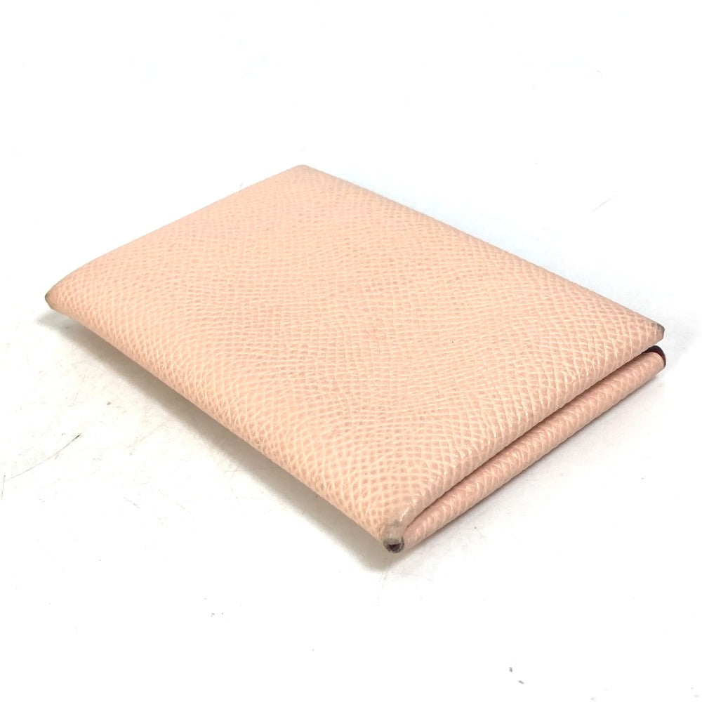 Hermes Bicolor Calvi Verso Business Card Holder, Bifold Pass Case, Card Case, Epson, Women's, Pink