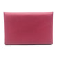 HERMES Calvi silver hardware bifold card case, business card holder, and coin case in Evercolor rose pink.