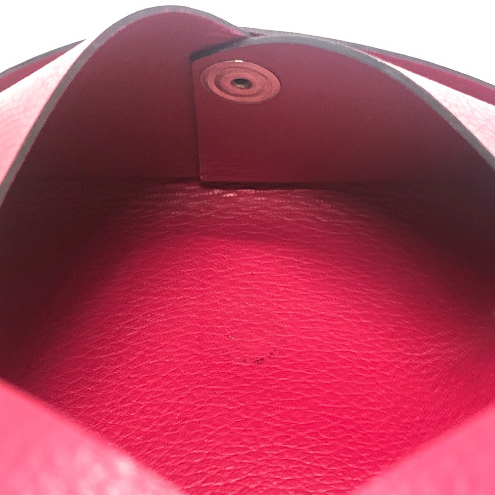 HERMES Calvi silver hardware bifold card case, business card holder, and coin case in Evercolor rose pink.