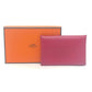 HERMES Calvi silver hardware bifold card case, business card holder, and coin case in Evercolor rose pink.