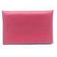 HERMES Calvi silver hardware bifold card case, business card holder, and coin case in Evercolor rose pink.