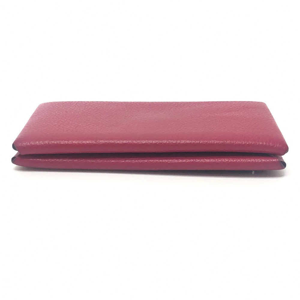 HERMES Calvi silver hardware bifold card case, business card holder, and coin case in Evercolor rose pink.