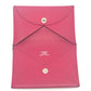HERMES Calvi silver hardware bifold card case, business card holder, and coin case in Evercolor rose pink.