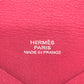 HERMES Calvi silver hardware bifold card case, business card holder, and coin case in Evercolor rose pink.