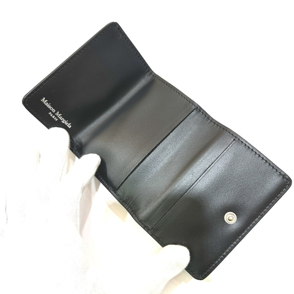 Maison Margiela SA2UI0005 Stitch Compact Wallet, Short Tri-fold Leather Wallet, Women's, Black