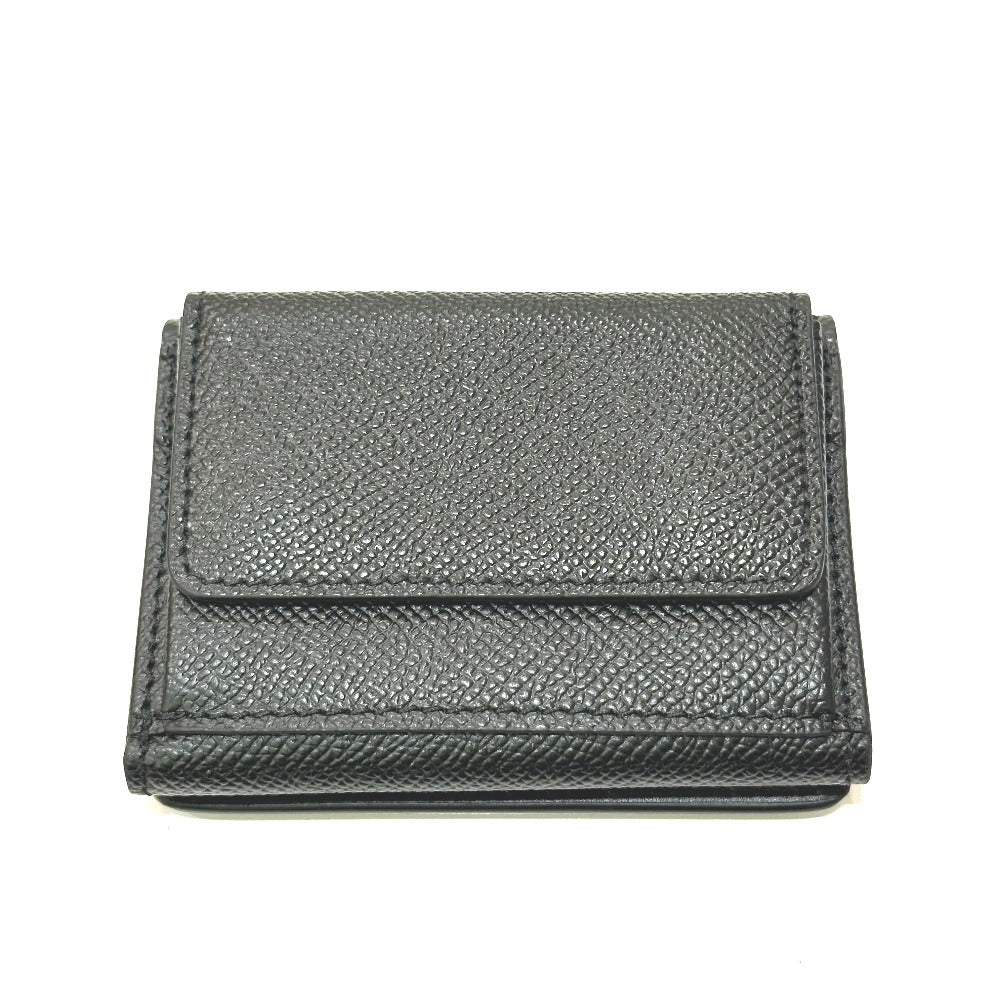 Maison Margiela SA2UI0005 Stitch Compact Wallet, Short Tri-fold Leather Wallet, Women's, Black
