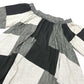 mikomori C0015 A1LR01 Apparel Patchwork Off-the-Shoulder Short Sleeve Flared Dress, Women's, Gray x Black