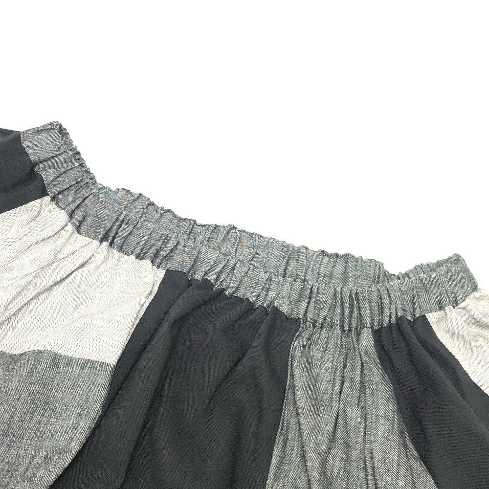 mikomori C0015 A1LR01 Apparel Patchwork Off-the-Shoulder Short Sleeve Flared Dress, Women's, Gray x Black