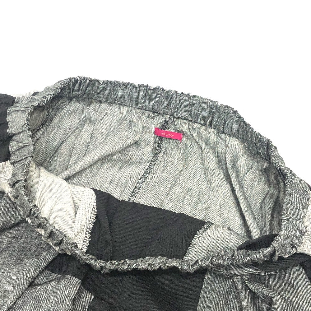 mikomori C0015 A1LR01 Apparel Patchwork Off-the-Shoulder Short Sleeve Flared Dress, Women's, Gray x Black