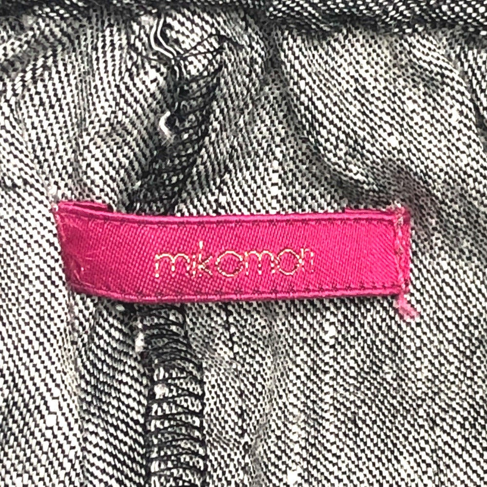 mikomori C0015 A1LR01 Apparel Patchwork Off-the-Shoulder Short Sleeve Flared Dress, Women's, Gray x Black