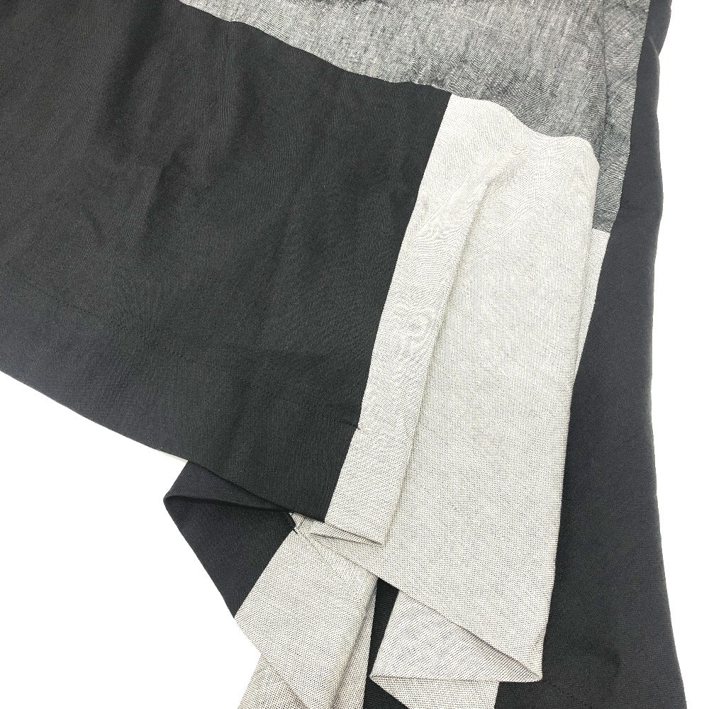 mikomori C0015 A1LR01 Apparel Patchwork Off-the-Shoulder Short Sleeve Flared Dress, Women's, Gray x Black