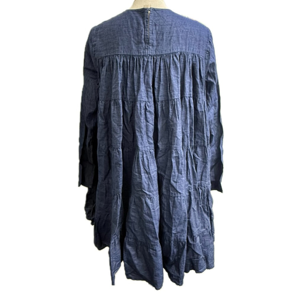 Merlette NYC 4010300290 Ron Herman Collaboration Soliman Apparel Denim Long Sleeve Dress, Cotton, Women's, Blue