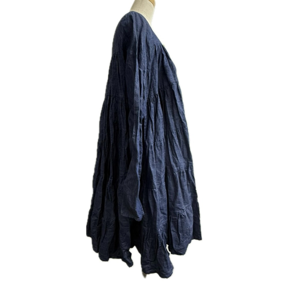 Merlette NYC 4010300290 Ron Herman Collaboration Soliman Apparel Denim Long Sleeve Dress, Cotton, Women's, Blue