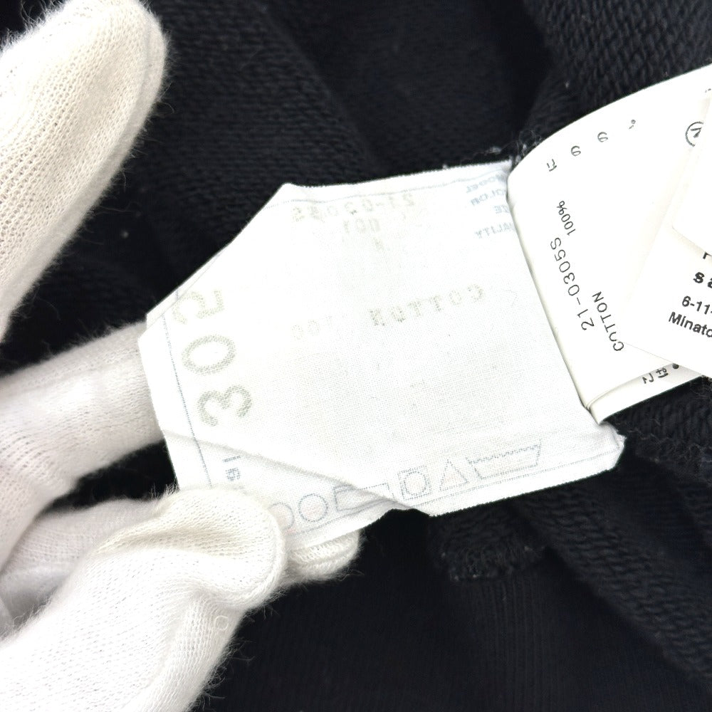 Sacai 21-0305S Logo Hoodie Pullover Top, Cotton Sweatshirt, Black, Women's