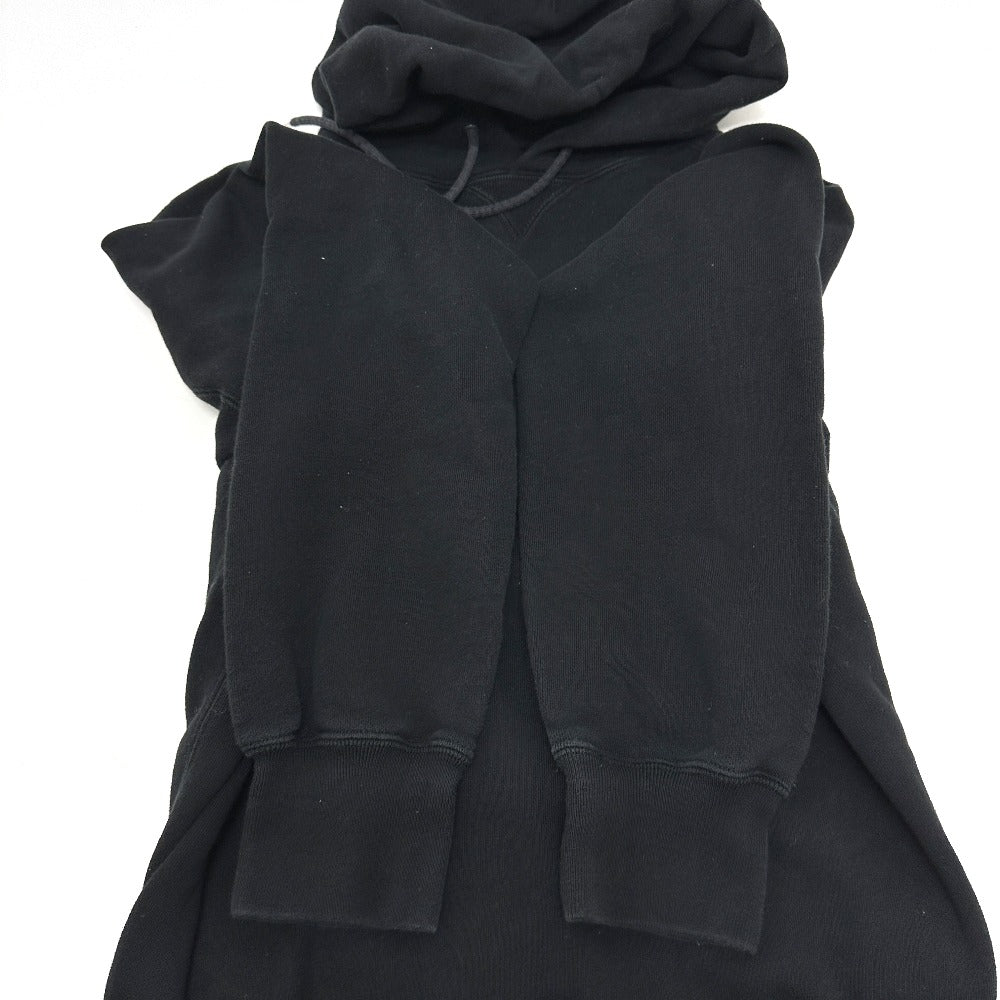 Sacai 21-0305S Logo Hoodie Pullover Top, Cotton Sweatshirt, Black, Women's