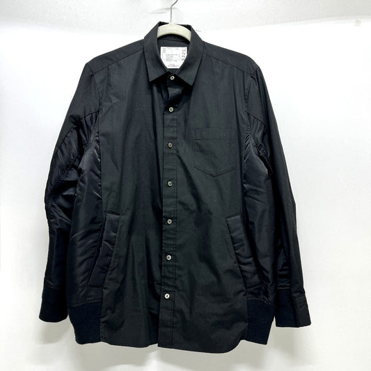 Sacai 24-03326M 2024年春夏 COTTON OXFORD NYLON TWILL SHIRT トップス シャツ 長袖 アパレル 長袖シャツ コットン メンズ ブラック