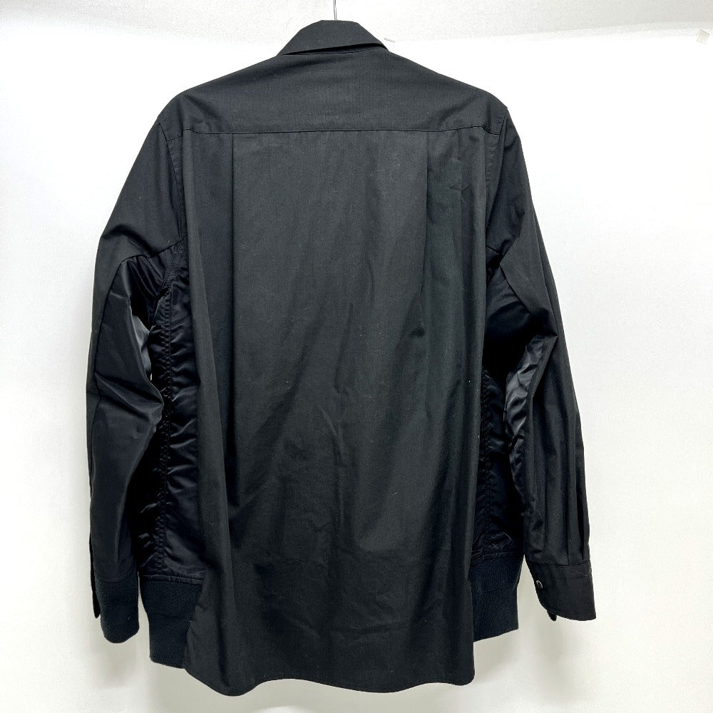 Sacai 24-03326M Spring/Summer 2024 Cotton Oxford Nylon Twill Shirt, Men's Long Sleeve Shirt, Black