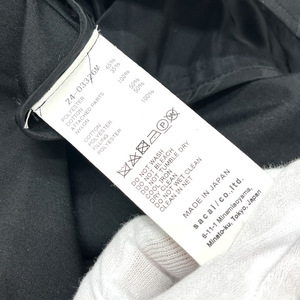 Sacai 24-03326M Spring/Summer 2024 Cotton Oxford Nylon Twill Shirt, Men's Long Sleeve Shirt, Black
