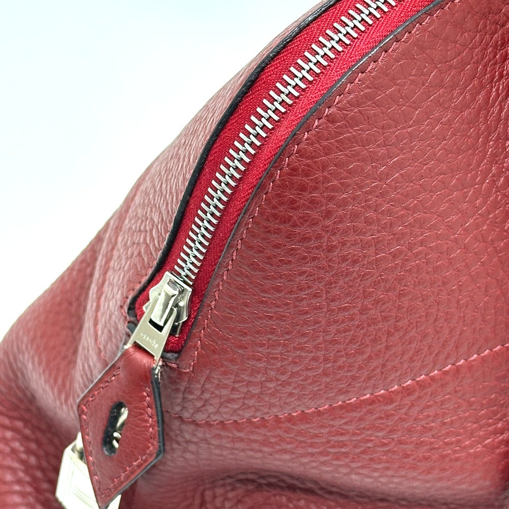 HERMES Bolide 35 2-Way Handbag in Taurillon Clemence Leather, Rouge H Leather with Silver Hardware, Red