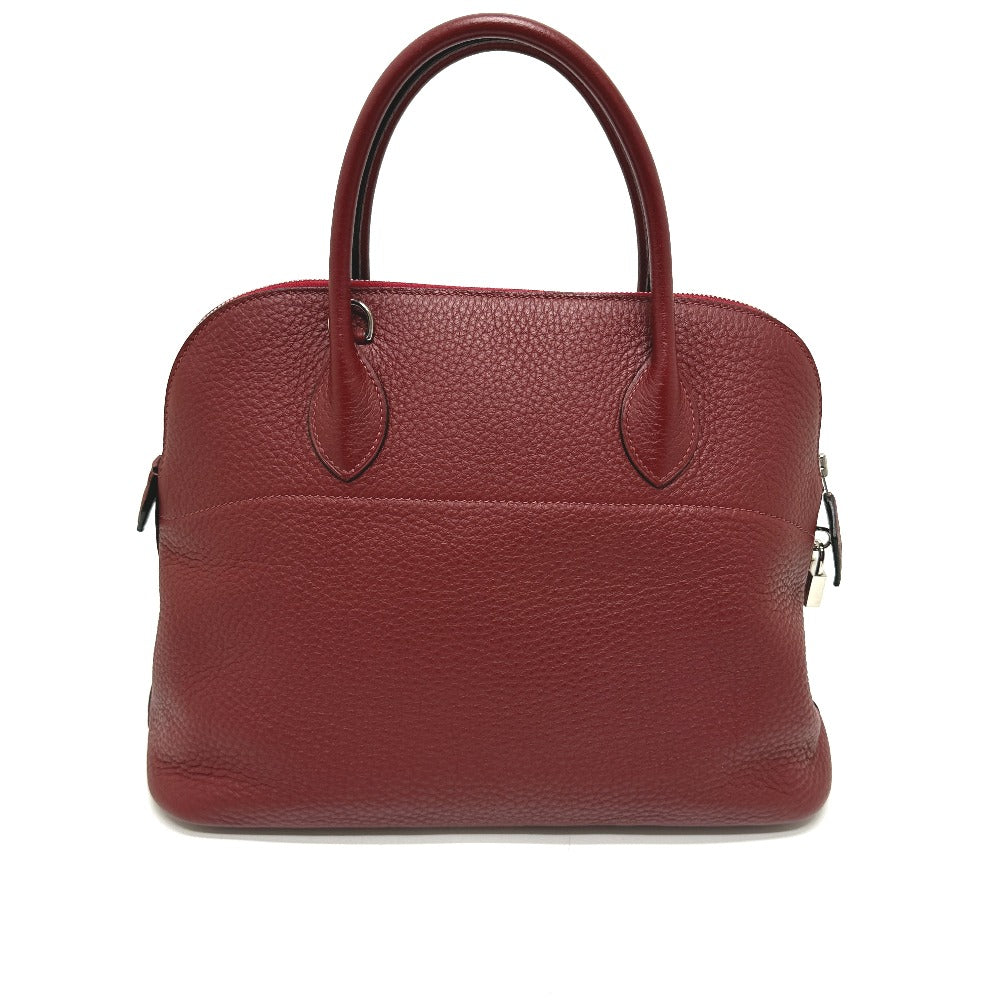 HERMES Bolide 35 2-Way Handbag in Taurillon Clemence Leather, Rouge H Leather with Silver Hardware, Red