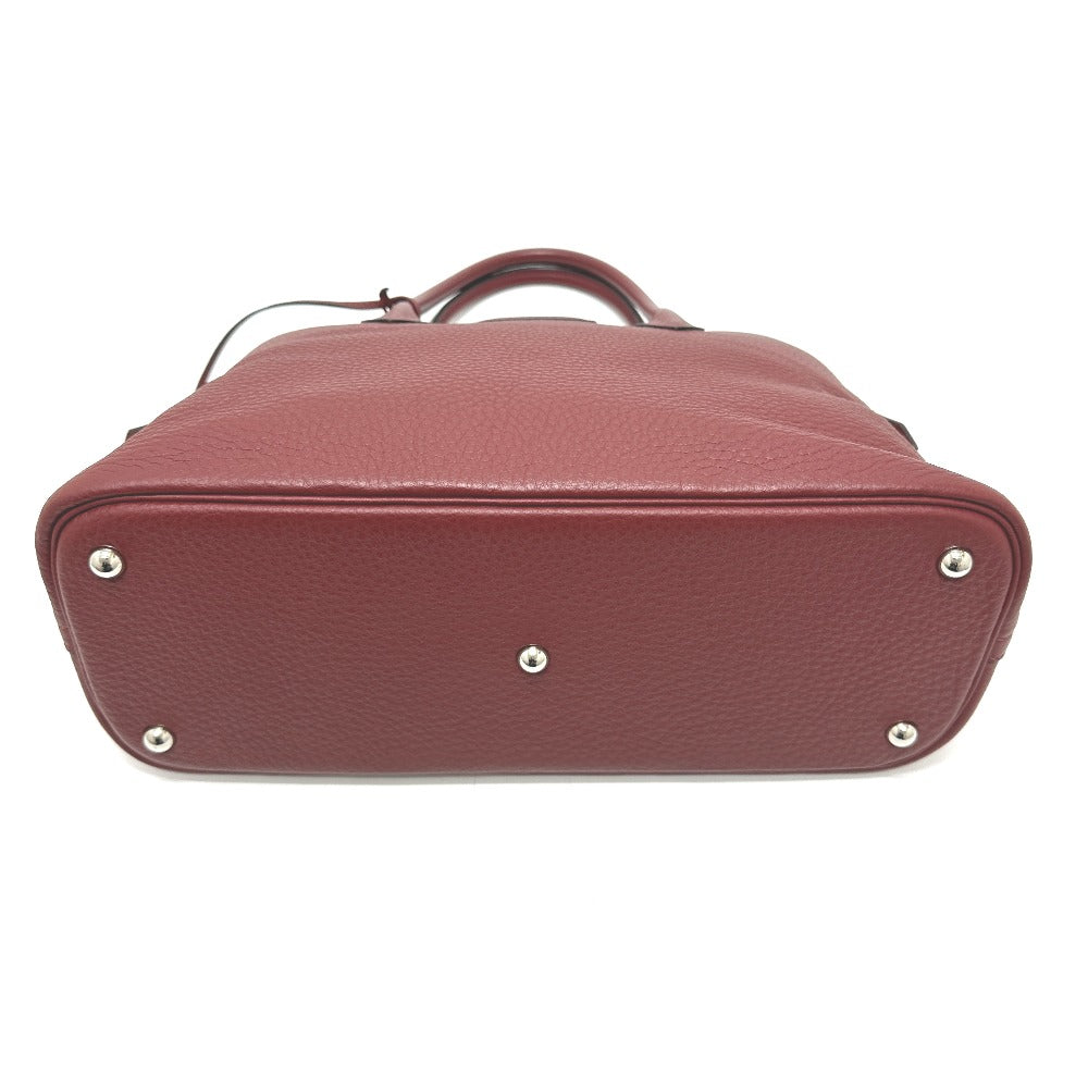 HERMES Bolide 35 2-Way Handbag in Taurillon Clemence Leather, Rouge H Leather with Silver Hardware, Red