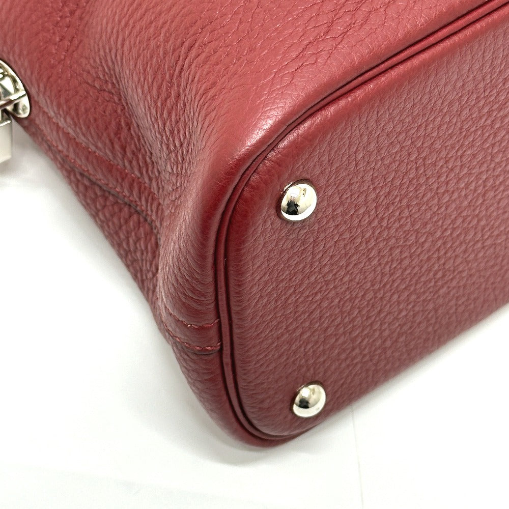 HERMES Bolide 35 2-Way Handbag in Taurillon Clemence Leather, Rouge H Leather with Silver Hardware, Red