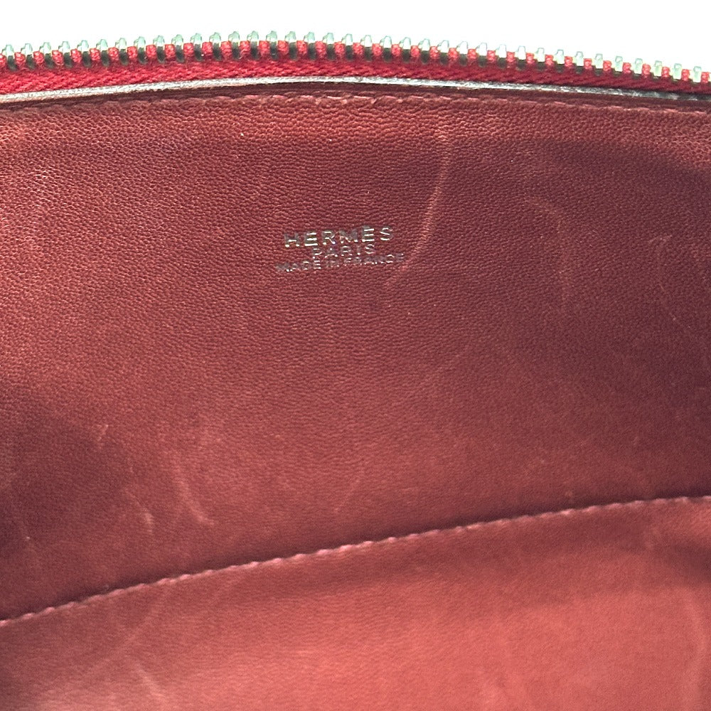 HERMES Bolide 35 2-Way Handbag in Taurillon Clemence Leather, Rouge H Leather with Silver Hardware, Red