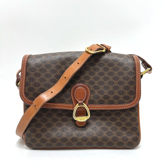 CELINE Macadam Crossbody Shoulder Bag in PVC and Leather, Brown