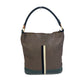 CELINE Two-Tone Striped Tote Bag, Leather Shoulder Bag, Women's, Brown