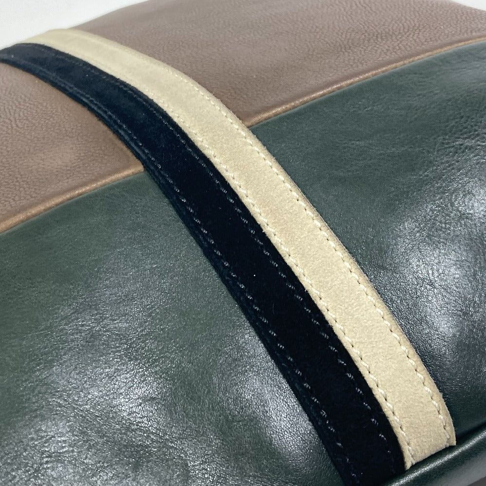 CELINE Two-Tone Striped Tote Bag, Leather Shoulder Bag, Women's, Brown