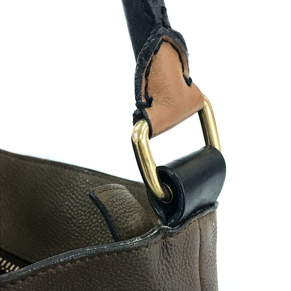 CELINE Two-Tone Striped Tote Bag, Leather Shoulder Bag, Women's, Brown