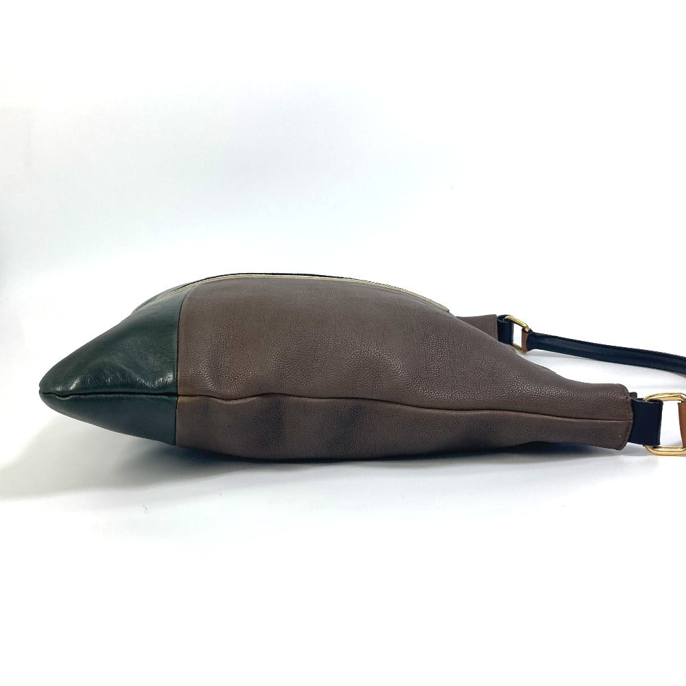 CELINE Two-Tone Striped Tote Bag, Leather Shoulder Bag, Women's, Brown