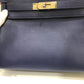 HERMES Kelly Verso 28 Inner Stitching Bag, 2-Way Shoulder Bag/Handbag, Evercolor, Women's, Blue Ankle/Blue Zellige, Silver Hardware