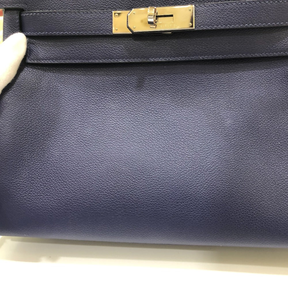 HERMES Kelly Verso 28 Inner Stitching Bag, 2-Way Shoulder Bag/Handbag, Evercolor, Women's, Blue Ankle/Blue Zellige, Silver Hardware
