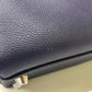 HERMES Kelly Verso 28 Inner Stitching Bag, 2-Way Shoulder Bag/Handbag, Evercolor, Women's, Blue Ankle/Blue Zellige, Silver Hardware