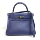 HERMES Kelly Verso 28 Inner Stitching Bag, 2-Way Shoulder Bag/Handbag, Evercolor, Women's, Blue Ankle/Blue Zellige, Silver Hardware