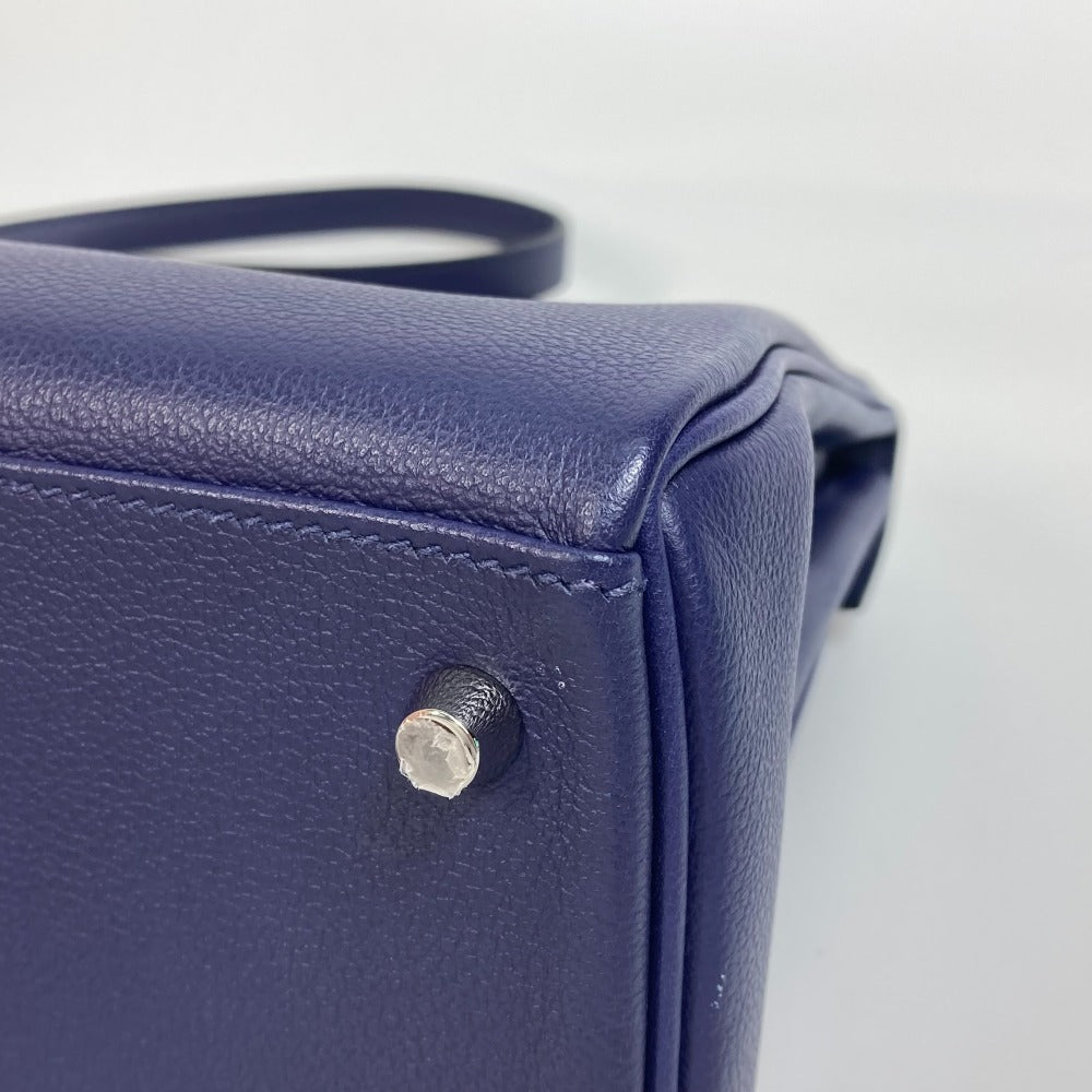 HERMES Kelly Verso 28 Inner Stitching Bag, 2-Way Shoulder Bag/Handbag, Evercolor, Women's, Blue Ankle/Blue Zellige, Silver Hardware